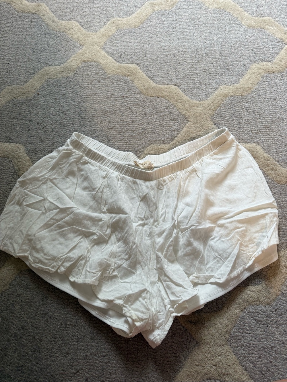 Altar'd State Cream Elastic Waist Lounge Shorts